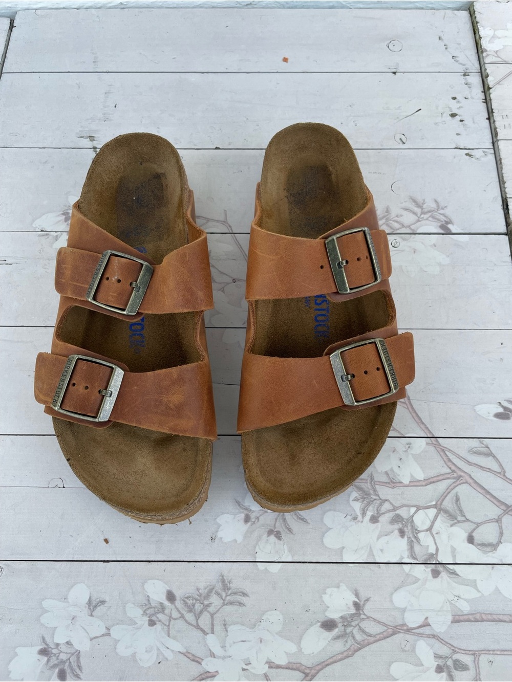 Birkenstock Arizona Two-Buckle Sandals in Cognac Brown